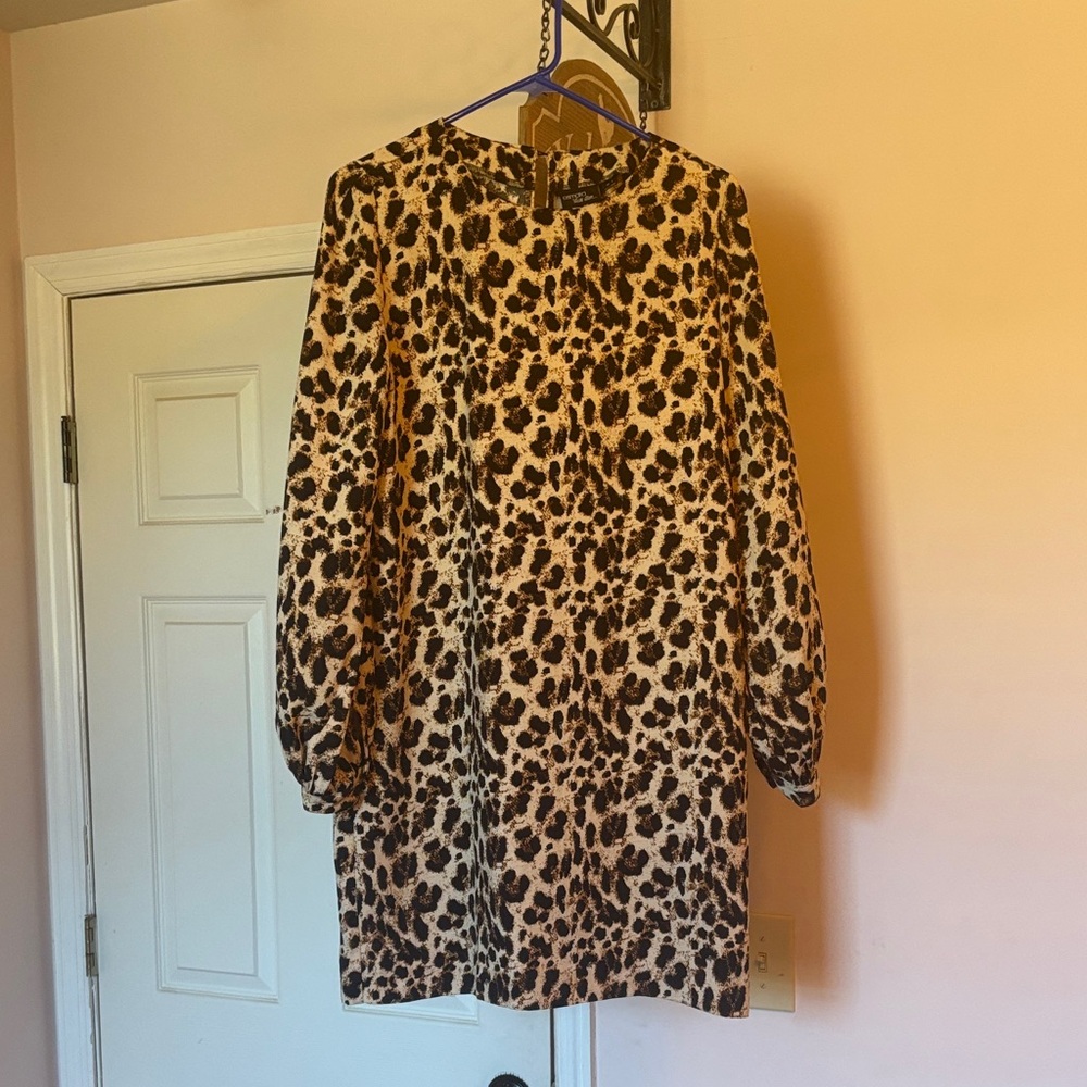 Leopard Print Long Sleeve Dress
